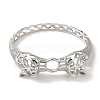 Brass Pave Clear & Green Cubic Zirconia Leopard Hinged Hollow Bangle for Women BJEW-K246-19E-P-2