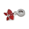 Brass Micro Pave Clear Cubic Zirconia Flower European Dangle Charms KK-C086-03P-02-2