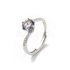 Rhodium Plated 925 Sterling Silver Moissanite Adjustable Rings for Women RJEW-U038-05P-4