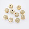 Rack Plating Brass Cubic Zirconia Beads ZIRC-NB0001-01G-5