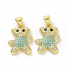 Brass Micro Pave Clear Cubic Zirconia Pendants ZIRC-F135-28G-02-2