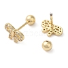 Bowknot Bow Brass Micro Pave Clear Cubic Zirconia Cartilage Earrings EJEW-L289-03G-04-2