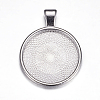 Flat Round Alloy Pendant Cabochon Settings LS-PALLOY-A15654-N-2