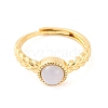 Round Natural Blue Lace Agate Adjustable Rings LS-RJEW-Q817-03G-03-2