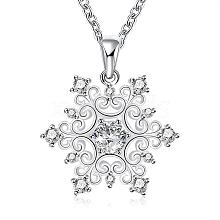 Fashion Popular Brass Cable Chain Snowflake Cubic Zirconia Pendant Necklace NJEW-BB00231