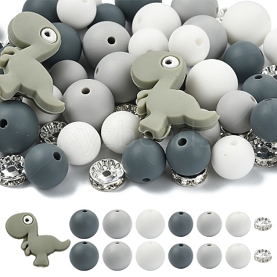 47Pcs 7 Styles Cartoon Silicone Beads FIND-YW0010-39D-1