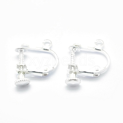 Racking Plated Brass Clip-on Earring Findings KK-P169-01S-1