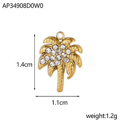 304 Stainless Steel Micro Pave Clear Cubic Zirconia Charms CU-OY001-35G-1