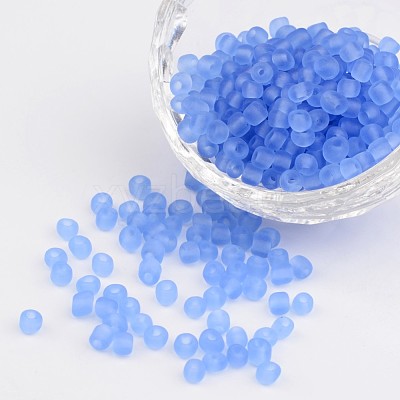 6/0 Frosted Round Glass Seed Beads X-SEED-A008-4mm-M6-1