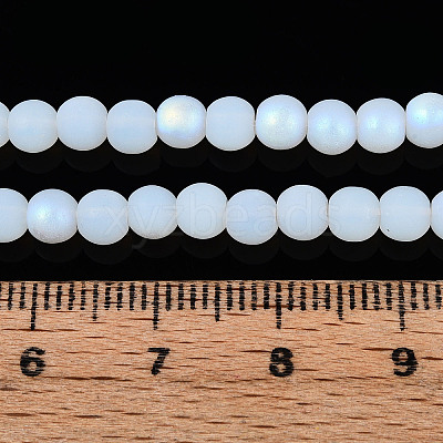 Frosted Imitation Jade Glass Beads Strands GLAA-T032-J4mm-MBB02-1