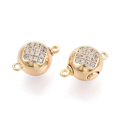 6Pcs Brass Clear Cubic Zirconia Box Clasps KK-T073-45G-1