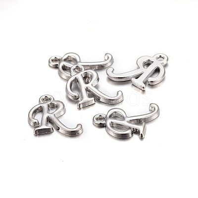 Platinum Plated Alloy Letter Pendants X-PALLOY-J718-01P-R-1