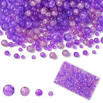 400Pcs 4 Styles Spray Painted Crackle Glass Beads CCG-YW0001-20C-1