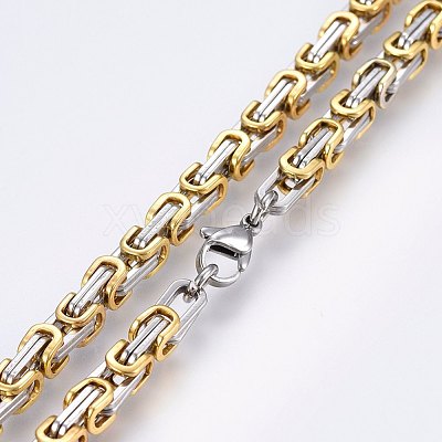 201 Stainless Steel Byzantine Chain Necklaces NJEW-F222-13GP-1