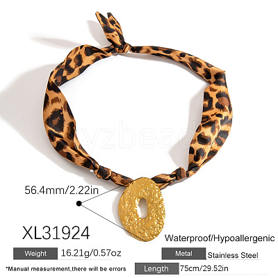 304 Stainless Steel Pendant Printed Scarf Necklaces FS-WGD2FA8-22-1