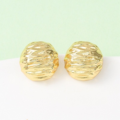 Textured Round Brass Stud Earrings EJEW-D346-05G-1