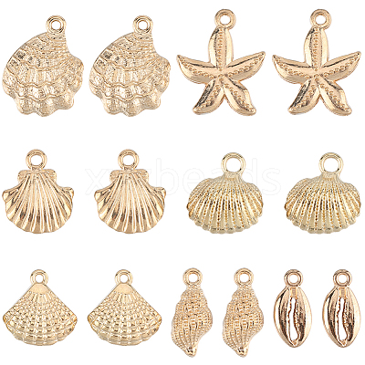 56Pcs 7 Styles Light Gold Marine Animal Alloy Pendants FIND-SC0012-78-1