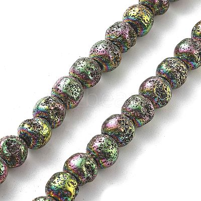 Electroplated Natural Lava Rock Beads Strands G-A251-E01-01I-1
