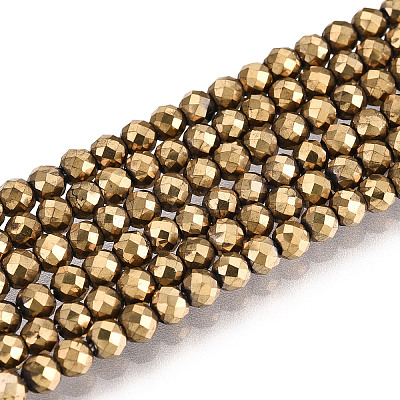Electroplate Glass Beads Strands X-GLAA-H021-01B-FP07-1