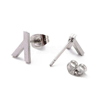 Tarnish Resistant 304 Stainless Steel Greek Alphabet Stud Earrings STAS-D007-07P-11-1