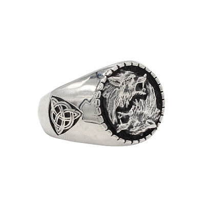 Wolf Pattern 304 Stainless Steel Finger Rings for Men FS-WGA3424-03-1