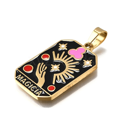 Tarot 304 Stainless Steel Enamel Pendants STAS-M119-09M-G-1