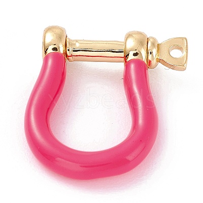 Brass Enamel D-Ring Anchor Shackle Clasps KK-P201-01G-E-1