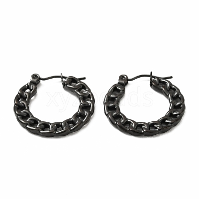 Ion Plating(IP) 304 Stainless Steel Curb Chain Shape Stud Earrings for Women EJEW-F283-02EB-1