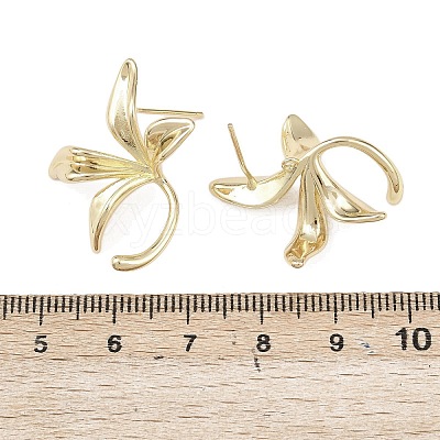 Flower Brass Stud Earring Findings KK-F921-01G-1
