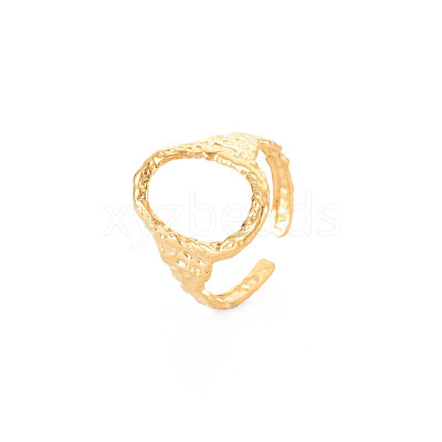 Ion Plating(IP) 304 Stainless Steel Open Oval Wide Cuff Ring for Women RJEW-S405-167G-1