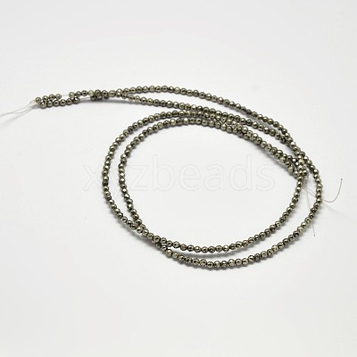 Natural Pyrite Round Beads Strands G-F197-09-2mm-1