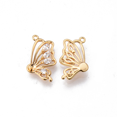 Brass Micro Pave Clear Cubic Zirconia Pendants KK-N232-145-NF-1