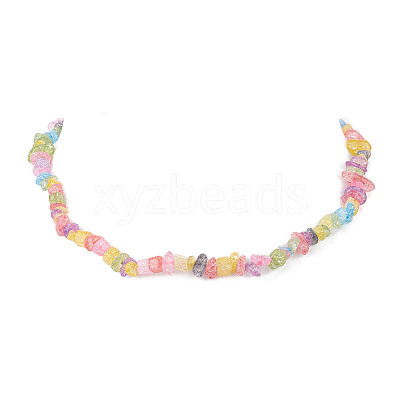 Synthetic Crackle Quartz Dyed Chips Chips Beaded Necklaces NJEW-JN04275-04-1