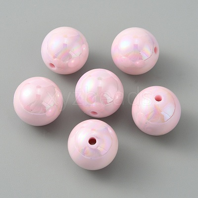 Pearlized Plastic Round Beads KY-WH0004-06E-1