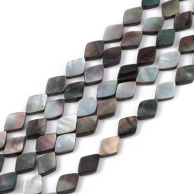 Natural Black Lip Shell Beads Strands SHEL-M018-16-1