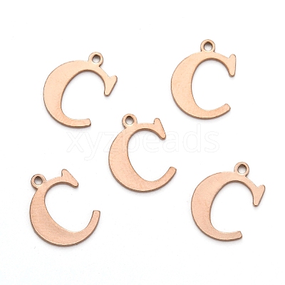 Ion Plating(IP) 304 Stainless Steel Alphabet Charms STAS-H122-C-RG-1