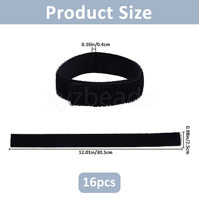 16Pcs Polyester & Nylon Elastic Straps with Hook and Loop Fastener AJEW-FH0007-61A-1