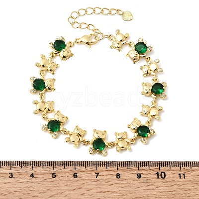 Brass Micro Pave Cubic Zirconia Link Chain Bracelets for Women BJEW-D457-01G-02-1