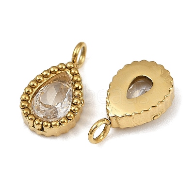 304 Stainless Steel Micro Pave Cubic Zirconia Charms STAS-K302-01C-G-1