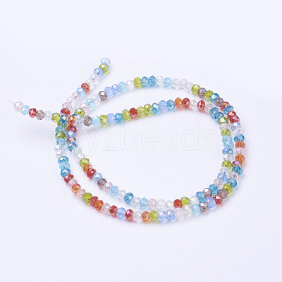 Mixed Electroplate Glass Faceted Rondelle Bead Strands X-EGLA-J047-3x2mm-46-1