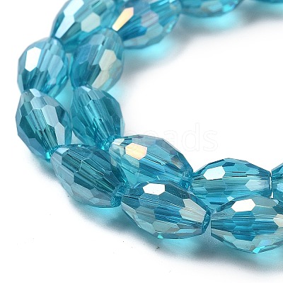 Transparent Electroplate Glass Beads Strands EGLA-A037-T6x8mm-B16-1