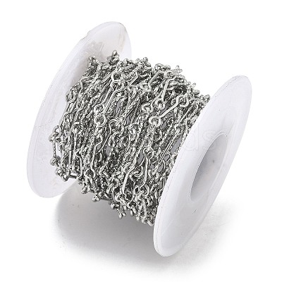 Handmade 304 Stainless Steel Textured Bar Link Chains STAS-F341-03P-1