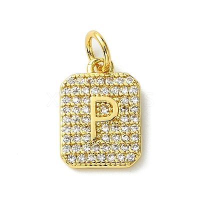 Rack Plating Brass Micro Pave Clear Cubic Zirconia Charms KK-G501-01P-G-1