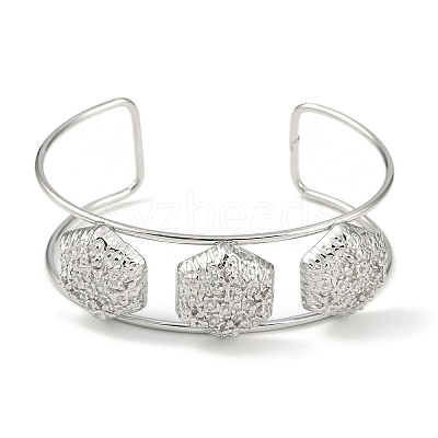 Non-Tarnish 304 Stainless Steel Wide Textured Open Cuff Bangles BJEW-Q348-05P-11-1