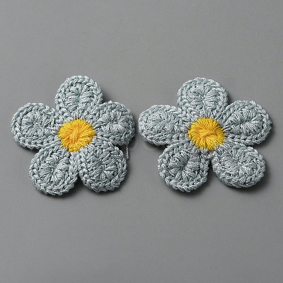 5-Petal Flower Shape Two Tone Crochet Appliques DIY-WH0399-61E-1