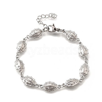 304 Stainless Steel Ladybug Link Bracelets for Women BJEW-K226-15B-P-1