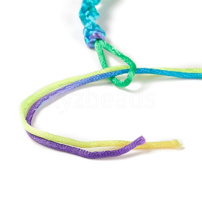 Rainbow Color Polyester Braided Adjustable Bracelet Making for Women BJEW-F454-05-1