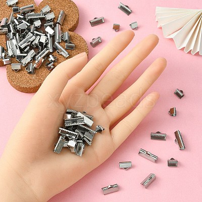 304 Stainless Steel Ribbon Crimp Ends STAS-YW0001-78D-1