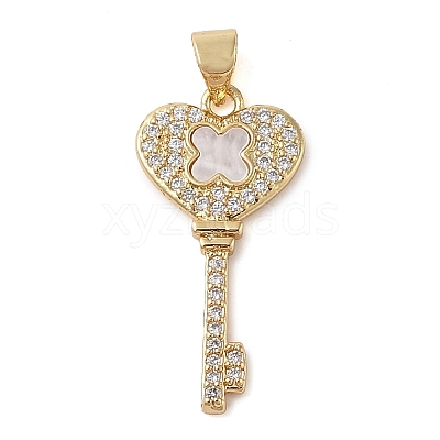 Brass Micro Pave Clear Cubic Zirconia Pendants KK-I712-58G-01-1