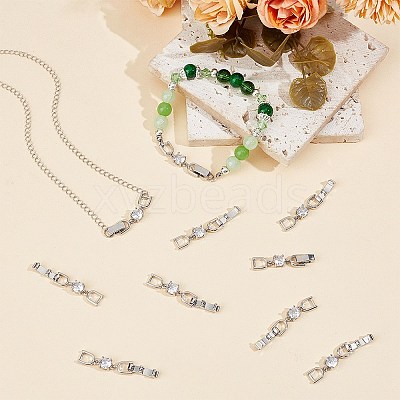 6Pcs Extender Clasps Brass Micro Pave Cubic Zirconia Fold Over Extension Clasps FIND-BBC0003-54A-1